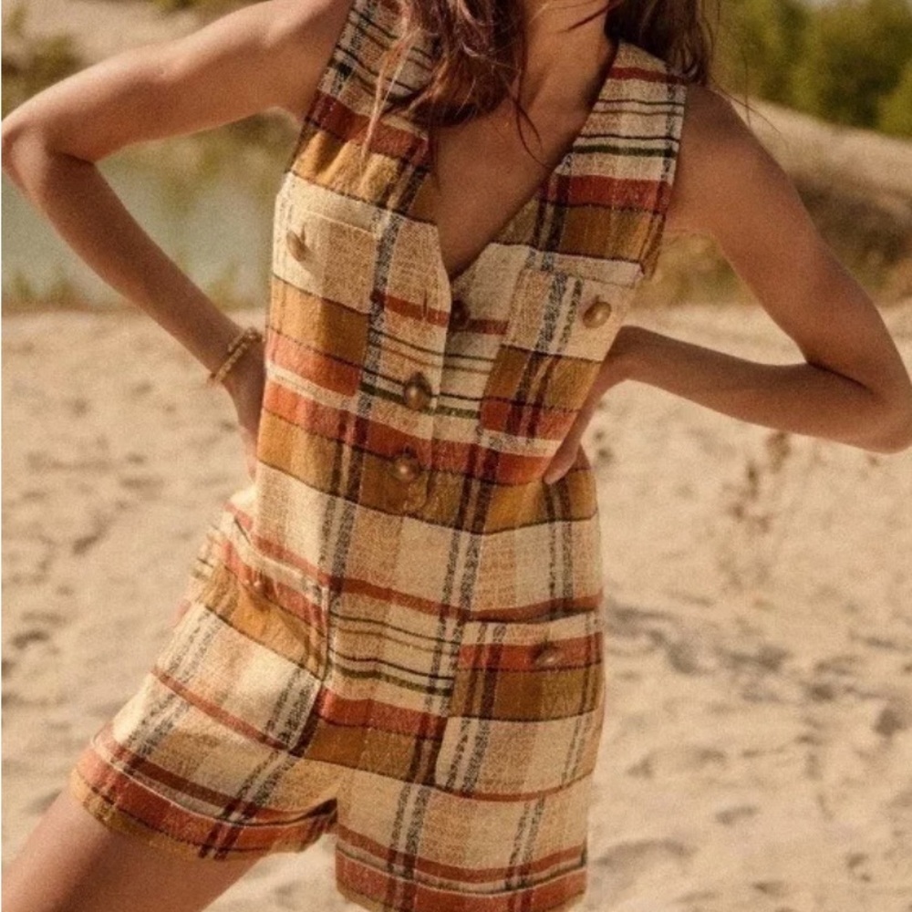 Sezane Zita Romper in Texas Jacquard Size 42